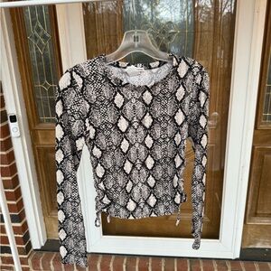 Caution To The Wind Black and Cream Patterned Long Sleeve Top